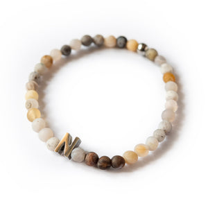 personalisiertes Steinperlenarmband "edelstahl" (33 Perlenvarianten zur Auswahl, Buchstaben aus Edelstahl)