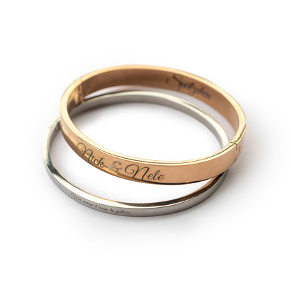 Edelstahlarmreif "edda" mit Wunschtext (Gold oder Silber)