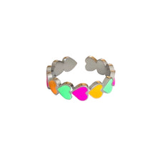 Laden Sie das Bild in den Galerie-Viewer, Herz-Ring &quot;neon&quot; (aus Edelstahl, in Gold oder Silber)
