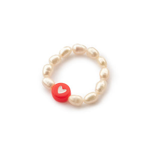 elastischer Ring aus Süßwasserperlen "Herz" (verschiedene Herz-Perlen zur Auswahl)