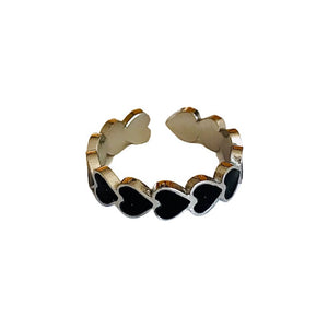 Herz-Ring "black" (aus Edelstahl, in Gold oder Silber)