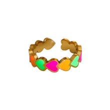 Laden Sie das Bild in den Galerie-Viewer, Herz-Ring &quot;neon&quot; (aus Edelstahl, in Gold oder Silber)
