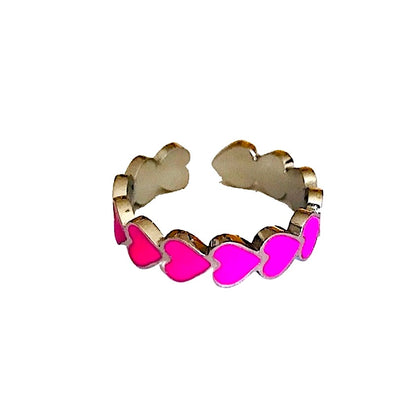 Herz-Ring "neon-pink" I Edelstahl I in Gold oder Silber