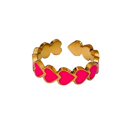 Herz-Ring "neon-pink" I Edelstahl I in Gold oder Silber