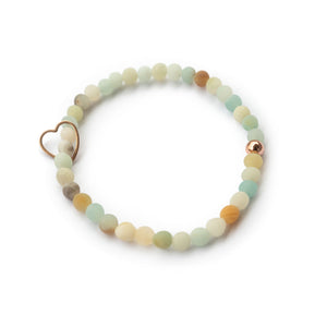 Steinperlenarmband "heinz" mit Herz aus Edelstahl (viele Perlenvarianten zur Auswahl)