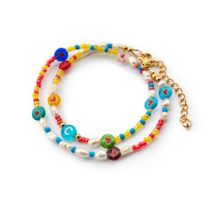 Wickelarmband "alisa" (viele Glasperlenfarben, Buchstabenperlen und Herzen zur Auswahl)