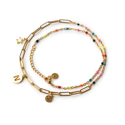 Wickelarmband "nala" mit Wunschanhänger (Edelstahl Gold oder Silber)