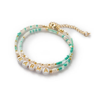 Wickelarmband "jessi" (viele Glasperlenfarben + 28 Buchstabenperlen zur Auswahl)