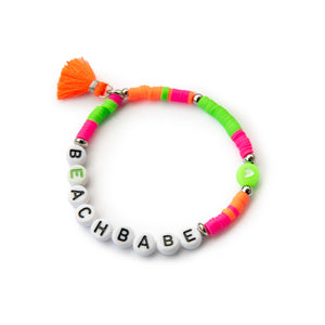 NEON-Armband "babe" mit Wunschtext (Farbkombi nach Wunsch)