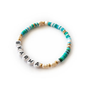 kunterbuntes Perlenarmband "hashtag" (mit Wunschtext, viele bunte Farbvarianten zur Auswahl)