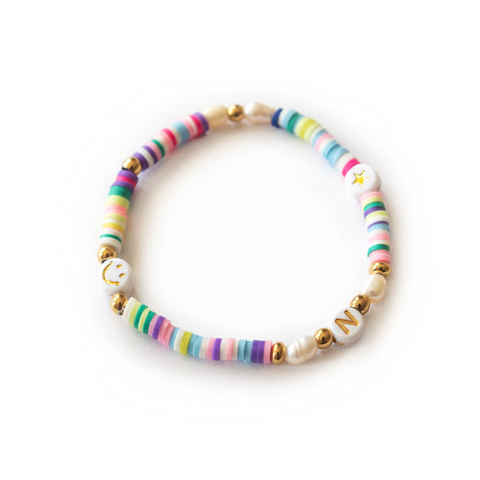 kunterbuntes Perlenarmband "greta" mit Wunschtext