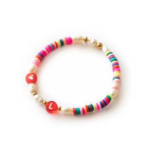 kunterbuntes Perlenarmband "magda" (viele bunte Farbvarianten, Buchstaben, Herzen zur Auswahl)