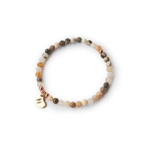 elastisches Steinperlenarmband "georg" mit Fotogravur (viele Steinperlenvarianten zur Auswahl, Anhänger in Gold, Silber oder Rosé)